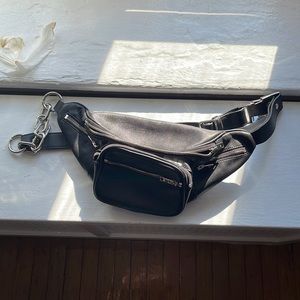 Black Leather Fanny Pack